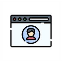 A person is looking at a computer screen with a person icon vector