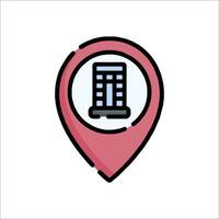 A map pointer with a building icon vector