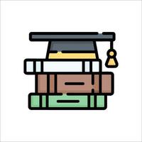 Graduation cap icon on top of books vector