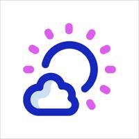 A blue and purple sun and cloud icon vector