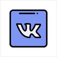A blue and white icon with the word k vector