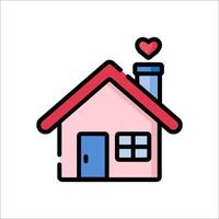 A house with a heart on top and a chimney vector