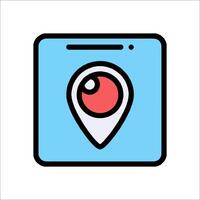 A map pin with a red eye on it vector