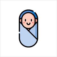 Baby boy wrapped in blanket icon vector