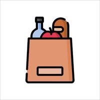 A grocery bag with food and drink in it vector