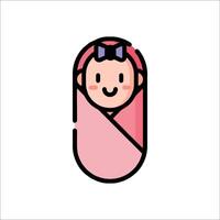 A baby wrapped in a pink blanket vector