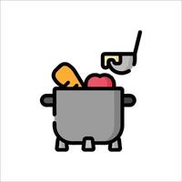 A pot with food in it and a spoon vector