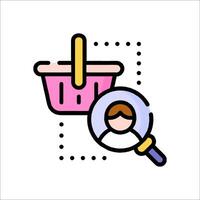 Shopping basket icon with magnifying glass illustration vector