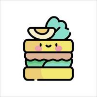 A hamburger with a slice of avocado on top vector