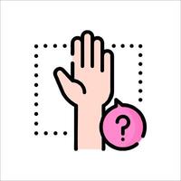 A hand with a question mark on it vector
