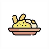 A plate with a bowl of food on it vector