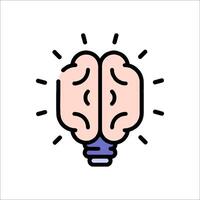 A light bulb with a brain inside it vector