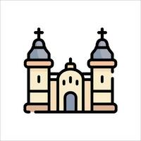 A church icon with two towers on top vector