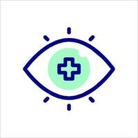 An eye with a cross on it, with a line drawing of it vector