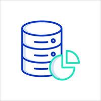 A blue and green icon of a data server vector