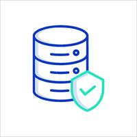 A blue and green icon of a server with a check mark vector