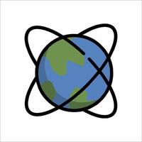 An icon of a planet with a nuclear symbol vector