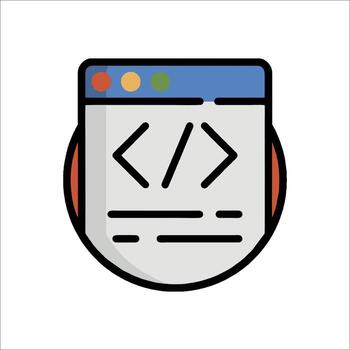 A web page with a code symbol on it vector