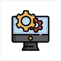 A computer monitor with gears on it vector