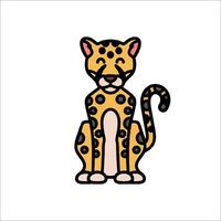 A cartoon leopard sitting down on a white background vector