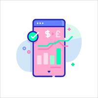 Mobile app design with graph and bar chart vector