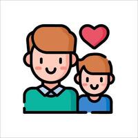 A man and a child are holding hands in a flat line icon vector