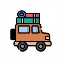 A car with luggage on top of it vector