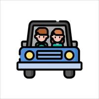 A couple in a car icon vector