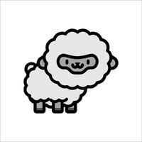 A cartoon sheep with a black face and white eyes vector