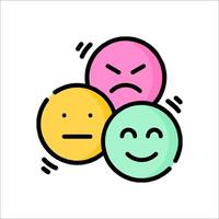 Three colorful emoticions with different emotions vector