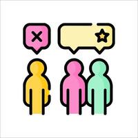 People with speech bubbles and a star icon vector