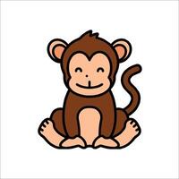 A cartoon monkey sitting on the ground vector