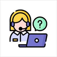 Call center agent with question mark icon vector
