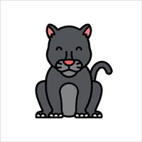 A black cat sitting down on the ground vector