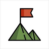 A mountain with a flag on top of it vector