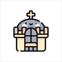 A cartoon castle with a cross on top vector