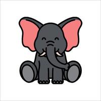 An elephant with pink ears and a big trunk vector