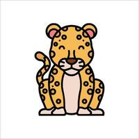 A cartoon leopard sitting down on the ground vector