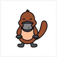 A cartoon platypus with a black nose and a brown body vector