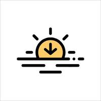 Sunrise icon with a yellow arrow pointing to the sun vector