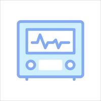 A blue icon of a monitor with an ecg line vector