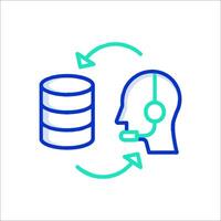 A person with a headset and a data file icon vector