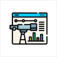 A line drawing of a telescope and a graph vector