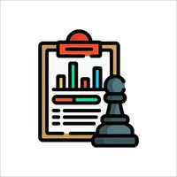 A chess piece and a clipboard with a graph on it vector