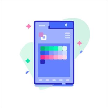 A smartphone with a color palette on it vector