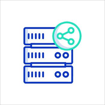 un servidor con un verde icono y un circulo vector