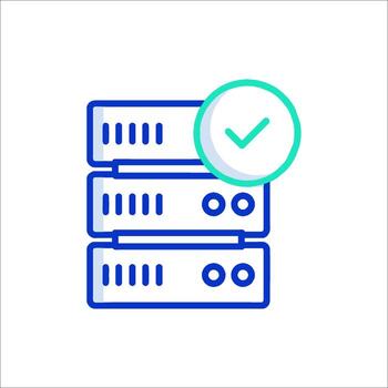 un servidor con un garrapata marca en eso vector