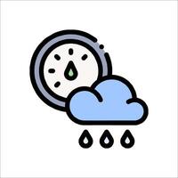 A clock and rain are shown in a cloud vector