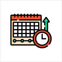 Calendar icon with clock and calendar vector