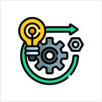 A light bulb and gears in a circle vector